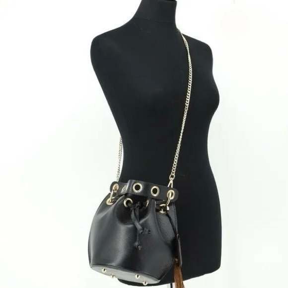HOUSE OF HARLOW Original 1960 100% Leather Bucket Crossbody Drawstring Bag - Picture 10 of 11